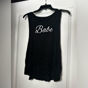 Black Sleeveless Top with 'Babe' Print